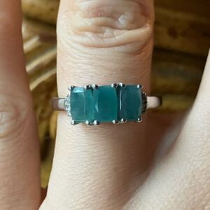 Natural Grandidierite White Diamond Sterling Silver Ring Size 7